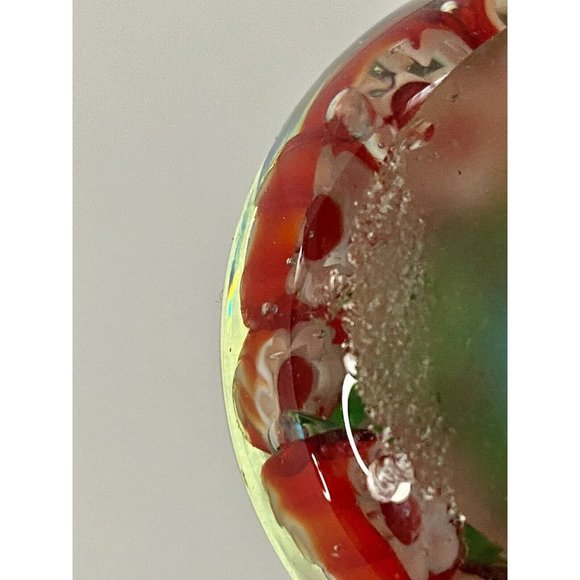 Murano Italy Art Glass Millefiori Paperweight Blue Red Green Flowers 2” AsIs - Picture 4 of 8